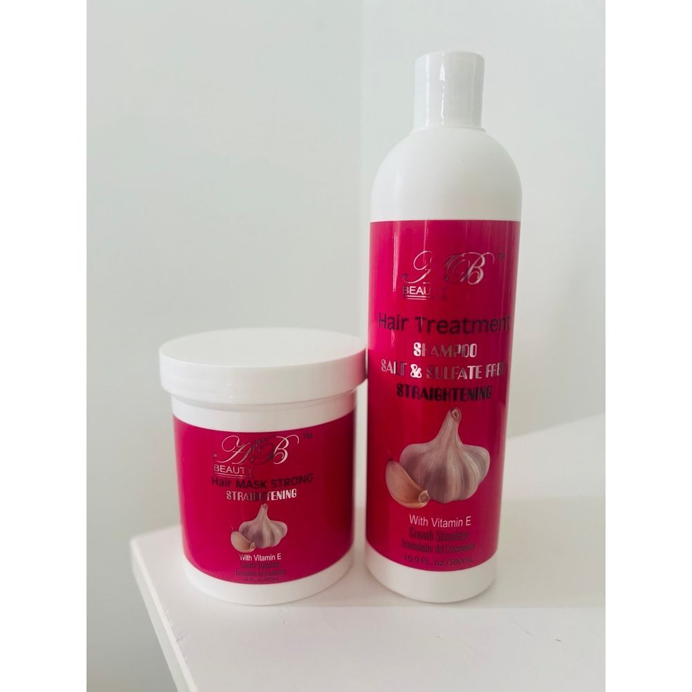 AB Cosmetics Garlic Brazillian Keratin Shampoo and Hair Mask - straightening